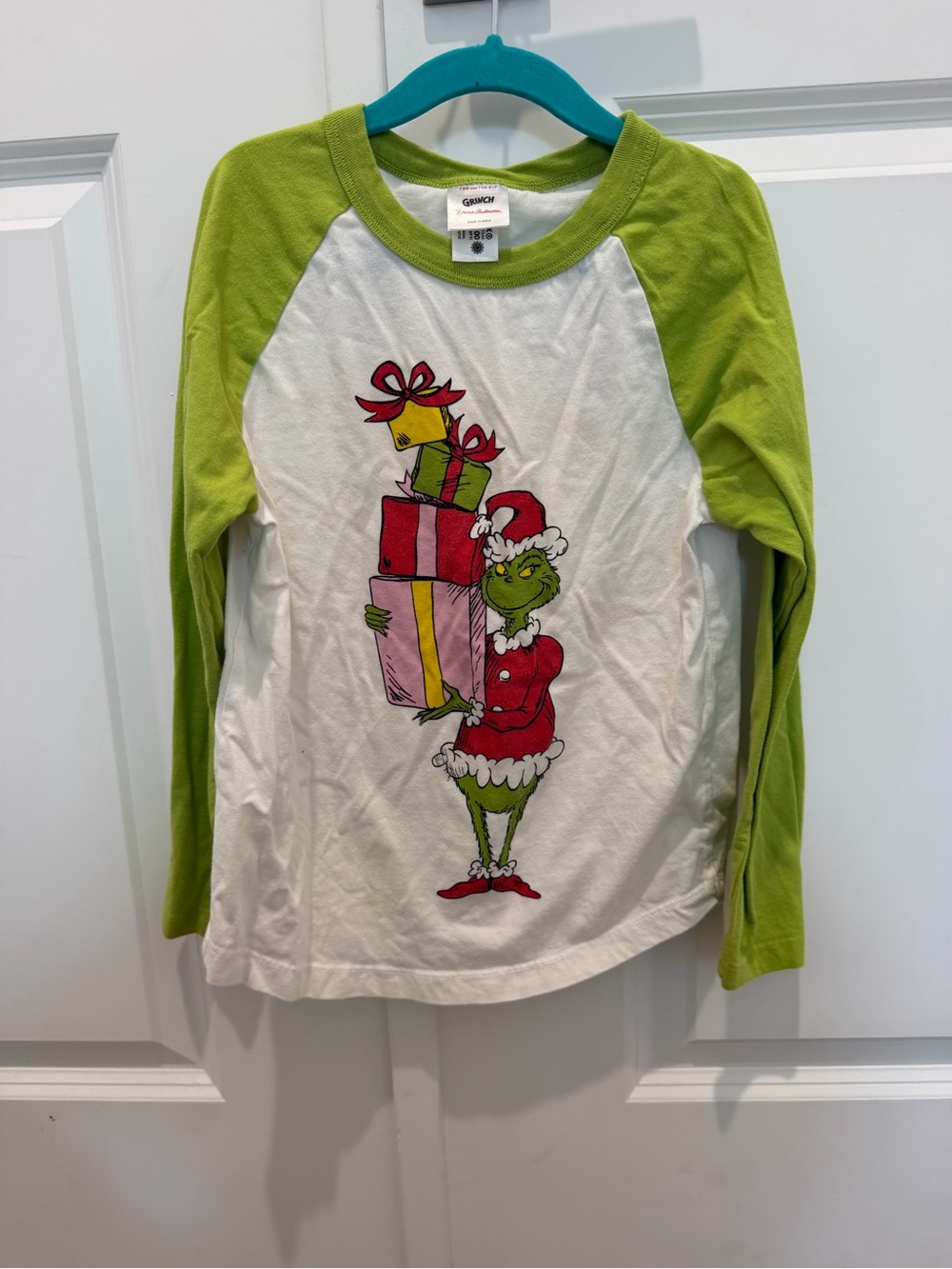 Hanna Anderson Dr. Seuss The Grinch Green & White Raglan Kids Top